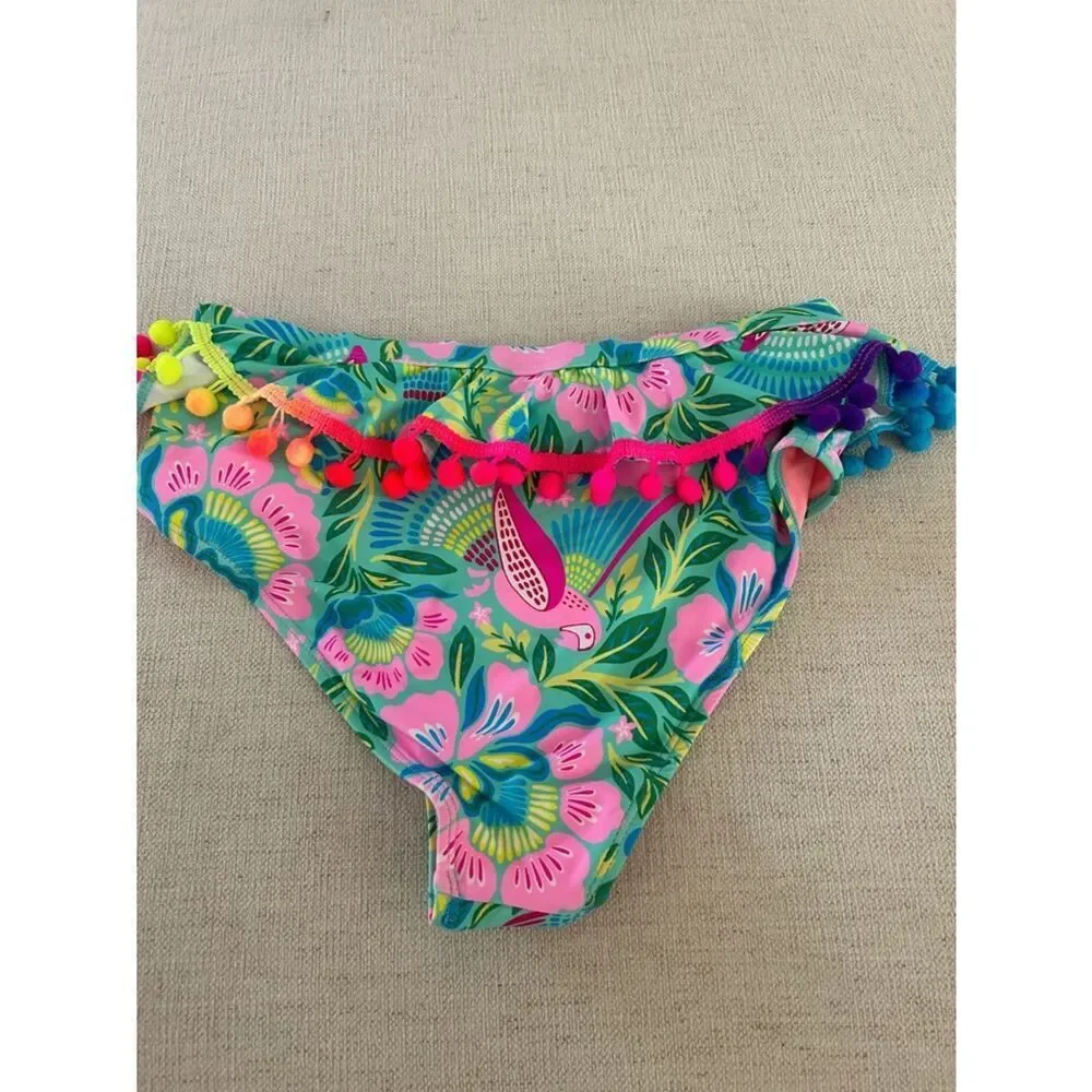 Beach Lingo 2 Piece Swimsuit Floral Pink Tropical Bikini,  Size 12 Girls NWOT